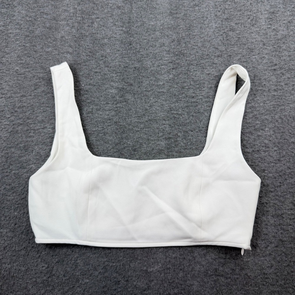 Princess Polly Crop Top Women's Size 4 White Square Neck Side Zip Tank RN163017